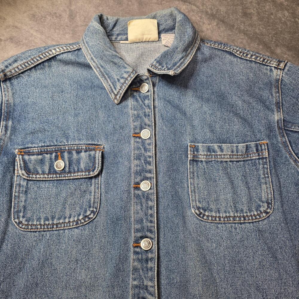 Vintage Bill Blass Jacket Mens Large Blue Denim Military Workwear Hong Kong